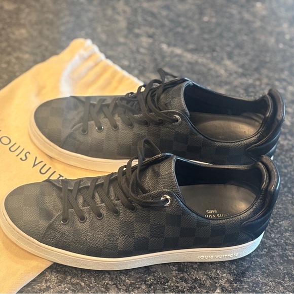 Louis Vuitton Men’s Frontrow Damier Black Checkered Sneakers - Picture 1 of 10